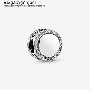 Pandora Engravable Sparkling Button Charm